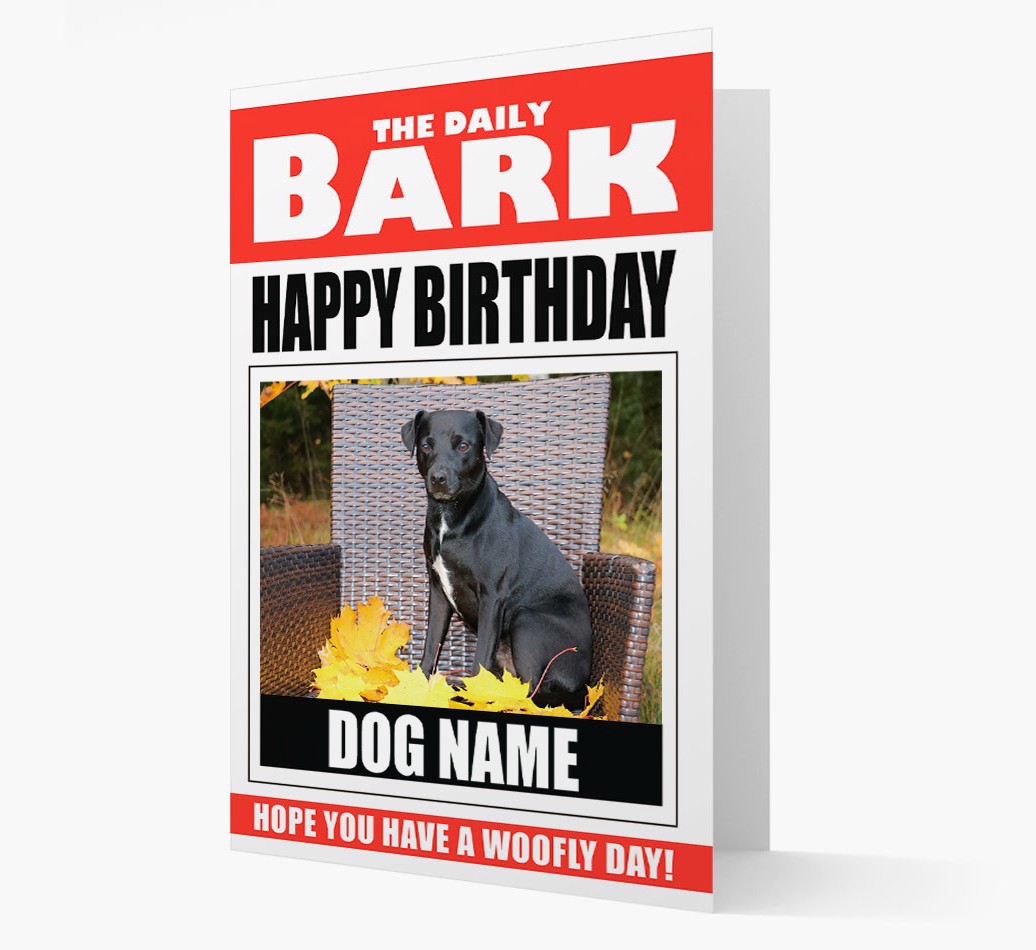 'Happy Birthday' Newspaper - Personalised {breedFullName} Card - front view