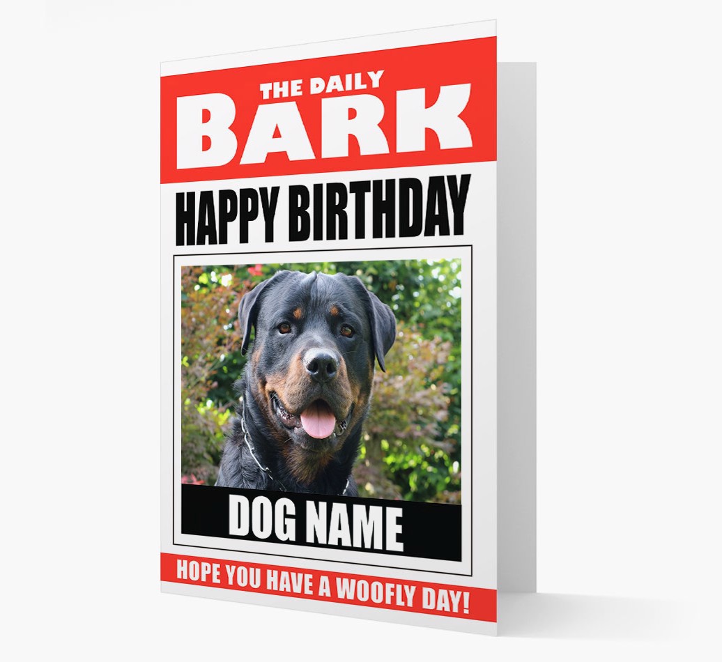 'Happy Birthday' Newspaper - Personalied {breedFullName} Card - front view