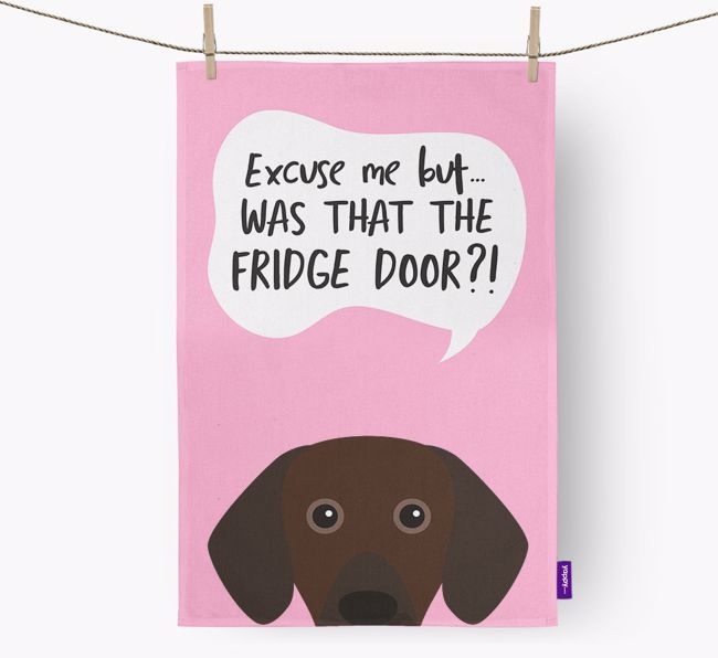 '...Was That The Fridge Door?!' - Personalised {breedFullName} Tea Towel