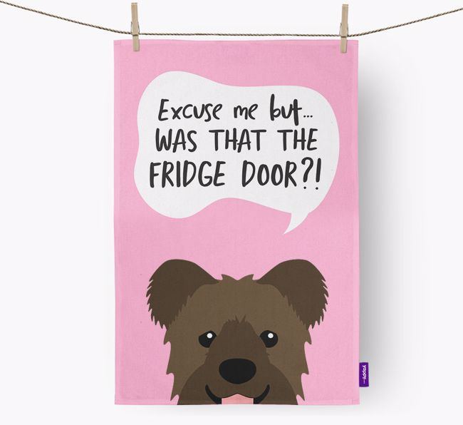 '...Was That The Fridge Door?!' - Personalised {breedFullName} Tea Towel