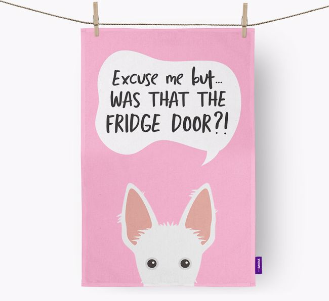 '...Was That The Fridge Door?!' - Personalised {breedFullName} Tea Towel