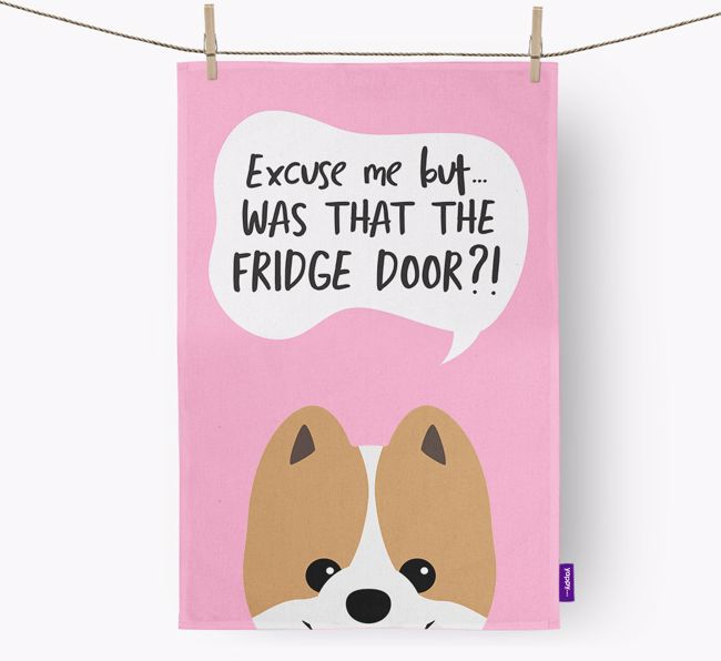 '...Was That The Fridge Door?!' - Personalised {breedFullName} Tea Towel