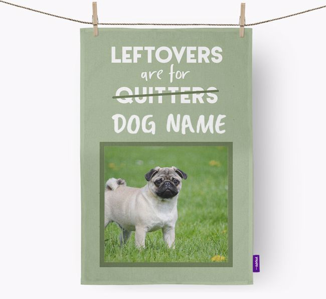 Custom Black Pug Flour Sack Towel Tea Towel Dog Mom Dog 