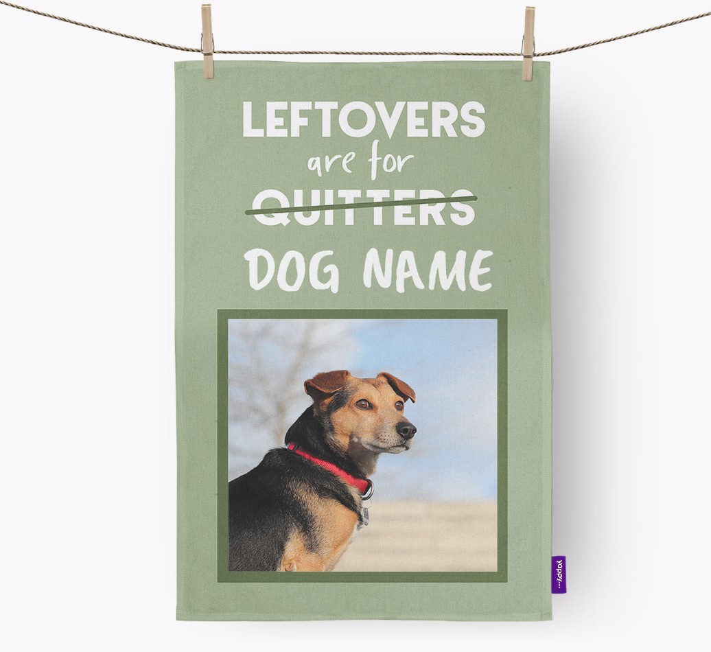 'Leftovers Are For {dogsName}' - {breedFullName} Photo Upload Tea Towel