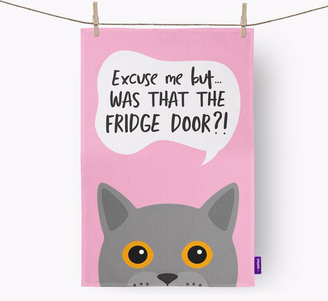 '...Was That The Fridge Door?!' - Personalised {breedFullName} Tea Towel