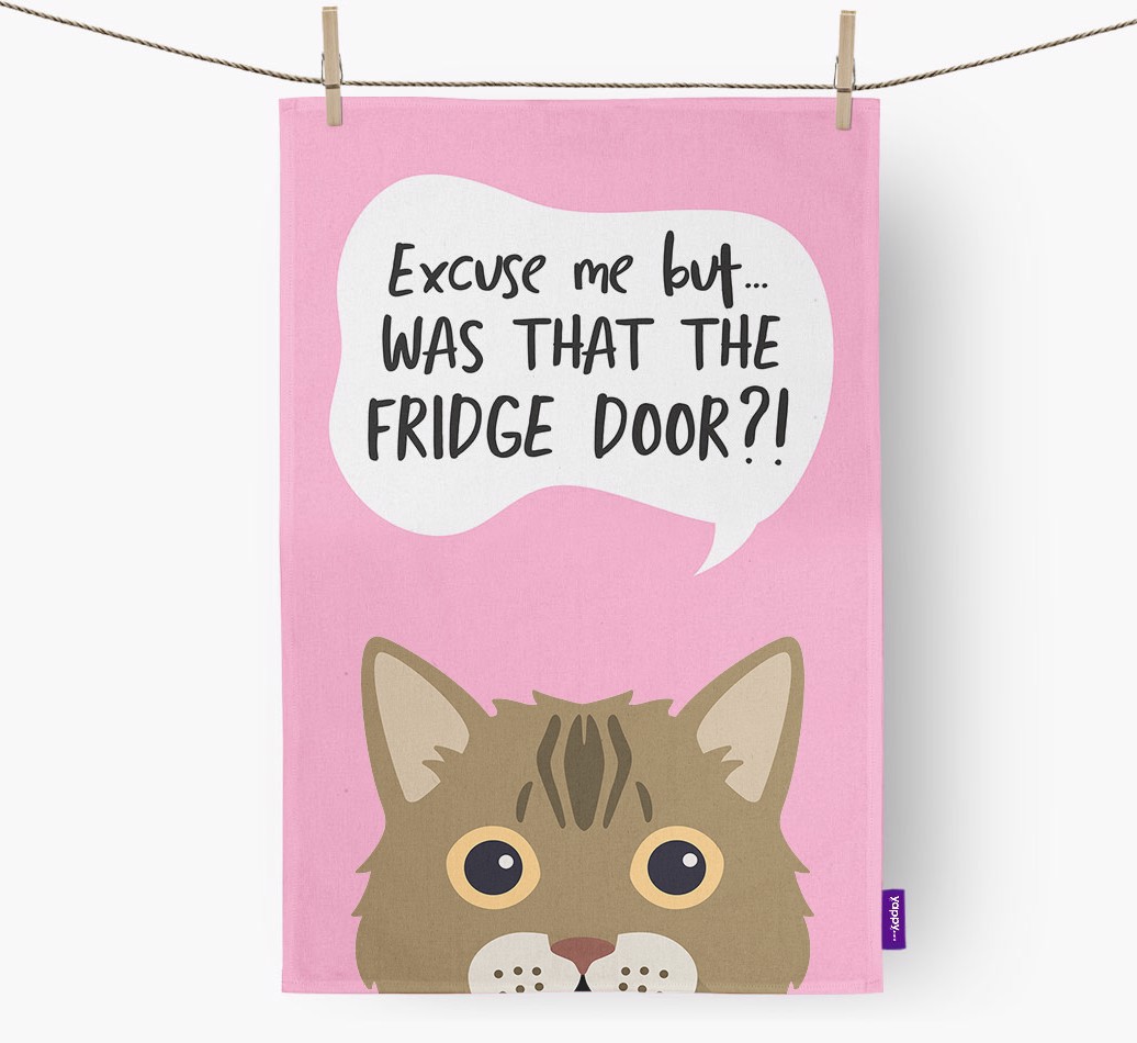 '...Was That The Fridge Door?!' - Personalized {breedFullName} Tea Towel