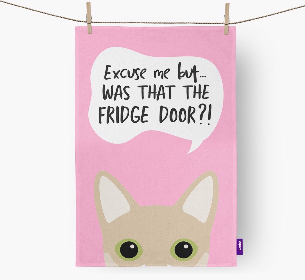 '...Was That The Fridge Door?!' - Personalized {breedFullName} Tea Towel