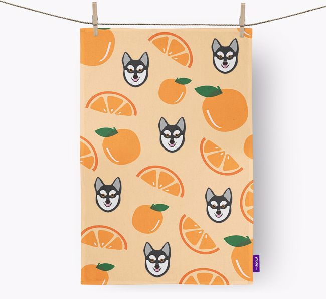 'Fruit Pattern' - Personalized {breedFullName} Tea Towel