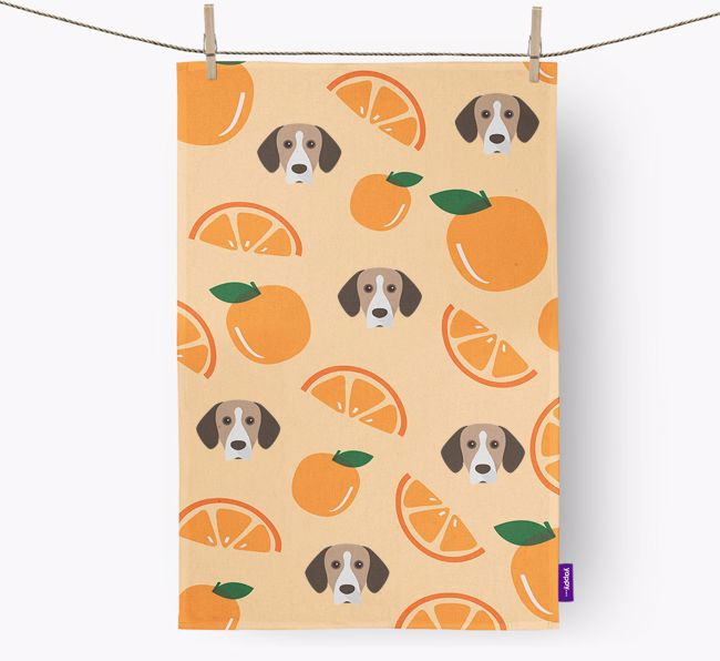 'Fruit Pattern' - Personalised {breedFullName} Tea Towel