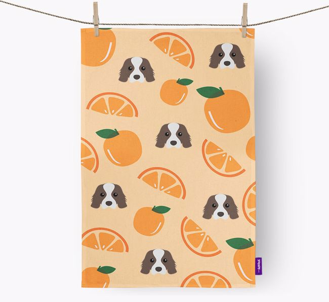 'Fruit Pattern' - Personalised {breedFullName} Tea Towel