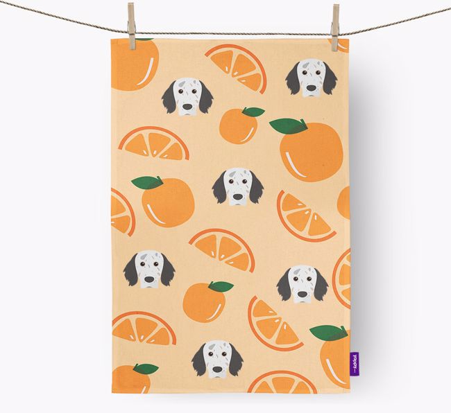 'Fruit Pattern' - Personalized {breedFullName} Tea Towel