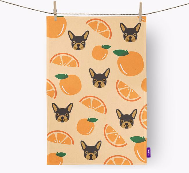 'Fruit Pattern' - Personalized {breedFullName} Tea Towel