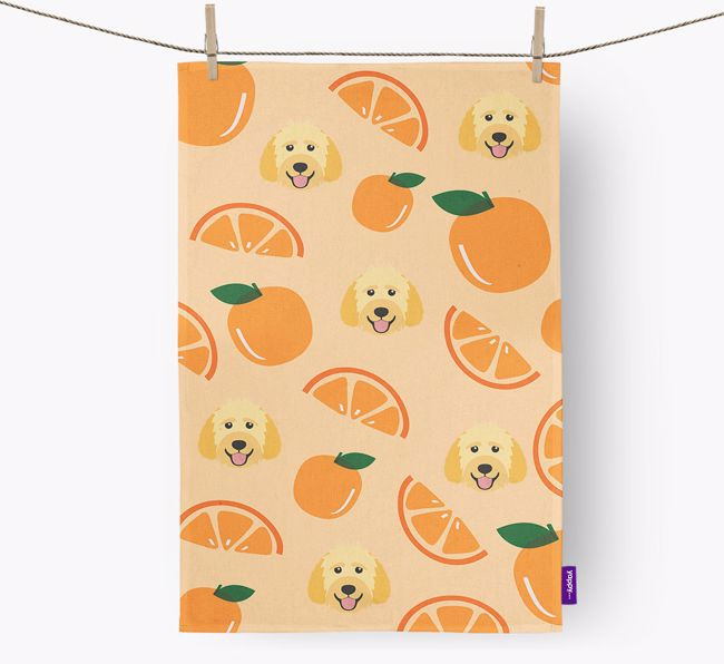 'Fruit Pattern' - Personalized {breedFullName} Tea Towel