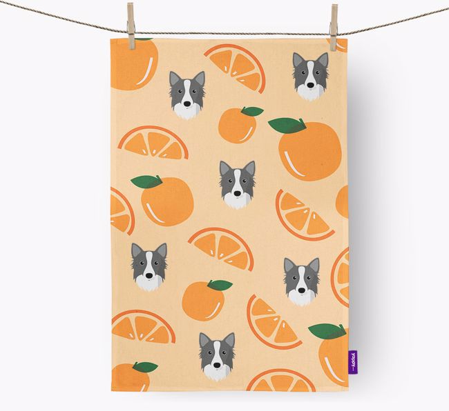 'Fruit Pattern' - Personalized {breedFullName} Tea Towel