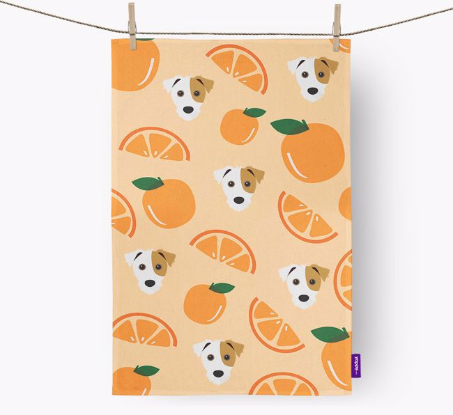 'Fruit Pattern' - Personalized {breedFullName} Tea Towel