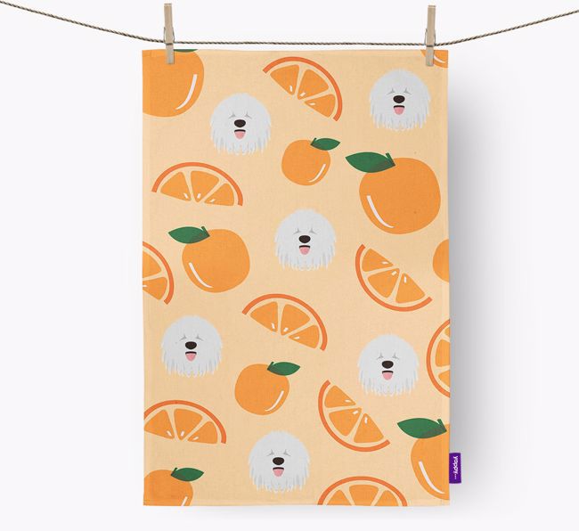 'Fruit Pattern' - Personalized {breedFullName} Tea Towel