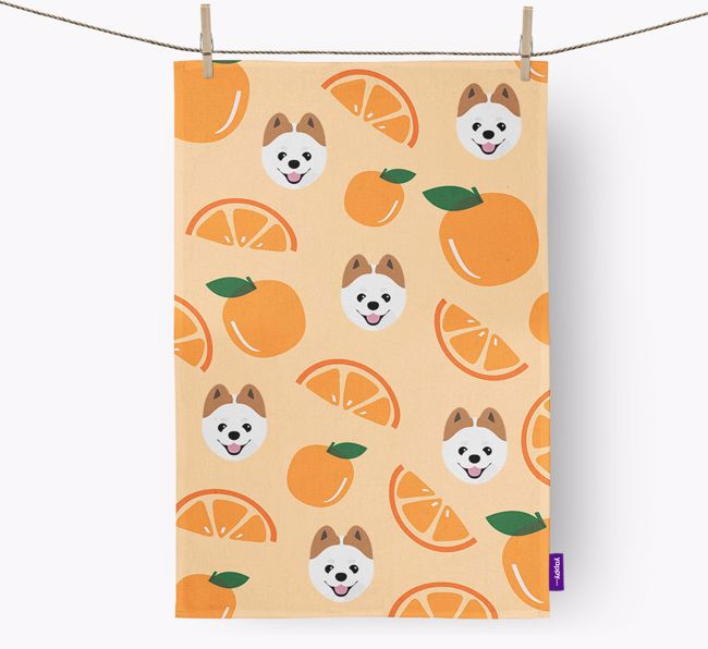 'Fruit Pattern' - Personalized {breedFullName} Tea Towel