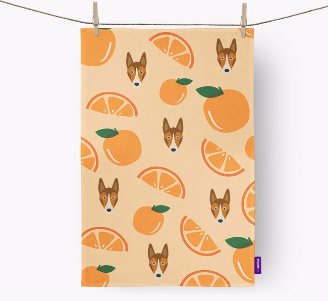 'Fruit Pattern' - Personalized {breedFullName} Tea Towel