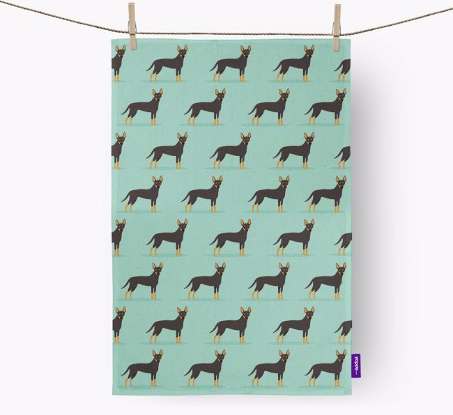 'Yappicon Profile Pattern' - Personalised {breedFullName} Tea Towel