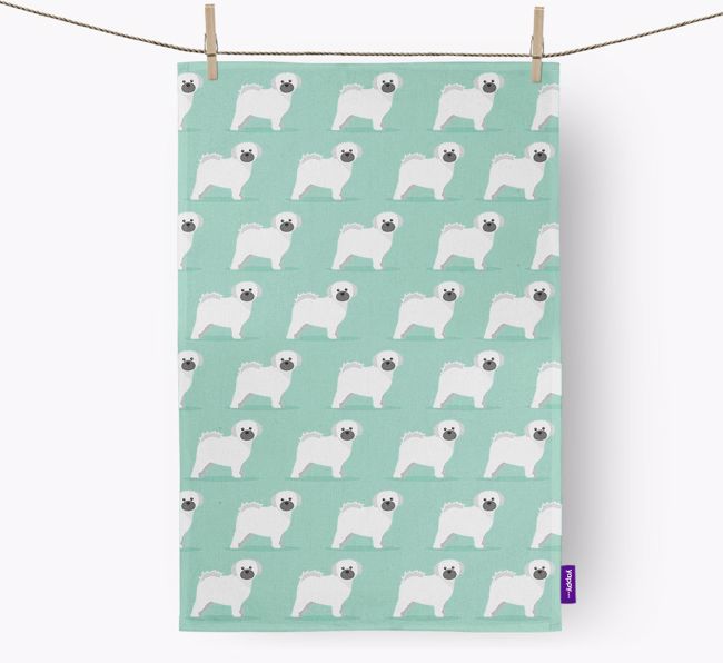 'Yappicon Profile Pattern' - Personalized {breedFullName} Tea Towel