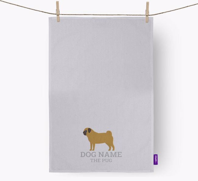 Custom Black Pug Flour Sack Towel Tea Towel Dog Mom Dog 