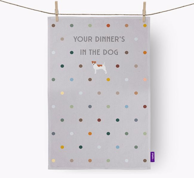 'Your Dinner's in The Dog' - Dish Towel with {breedFullName} Icon