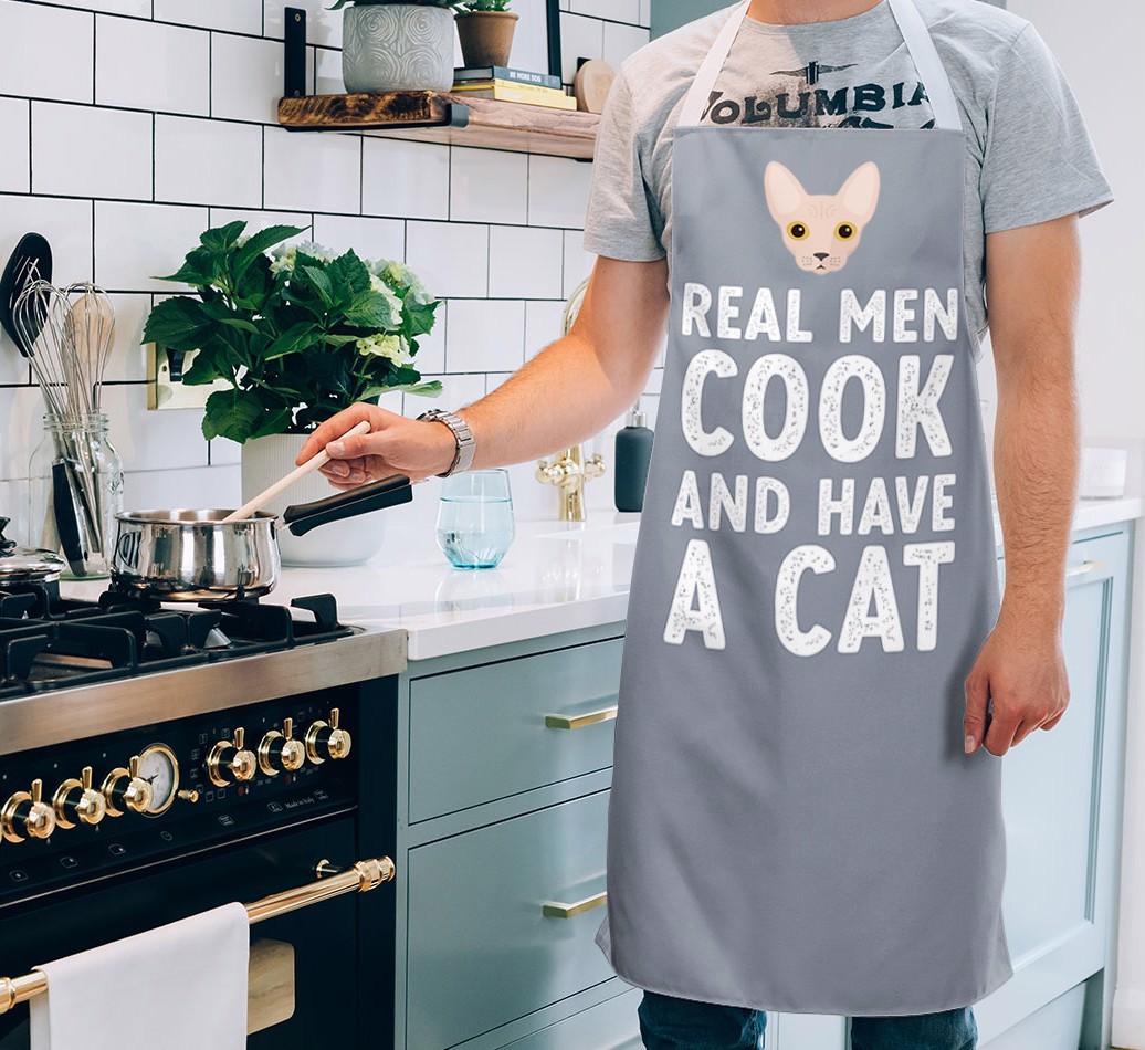 Real Men Cook and Have a Cat: Personalized {breedShortName} Apron