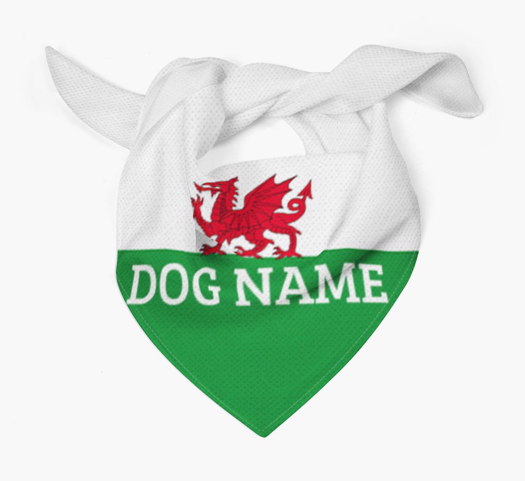 Personalised Wales Flag Bandana - frontal bandana tied up