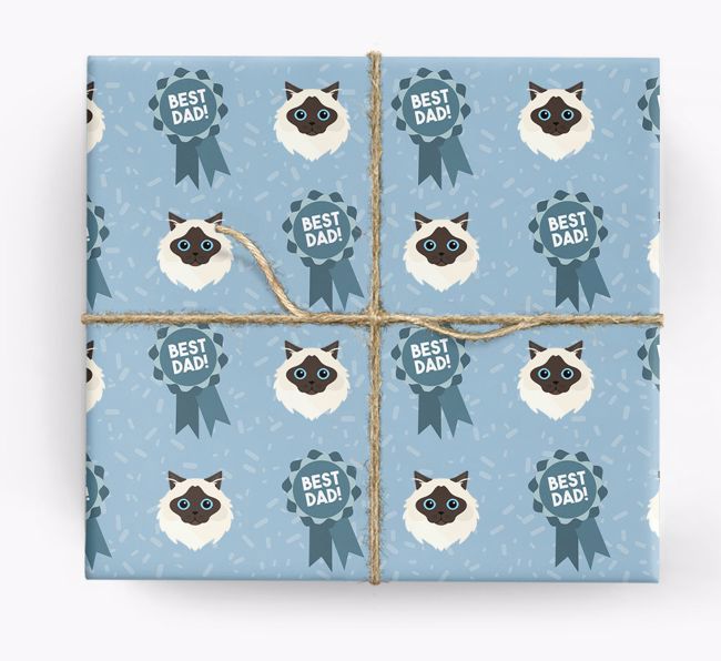 'Best Dad Ribbon' - Personalized {breedFullName} Wrapping Paper