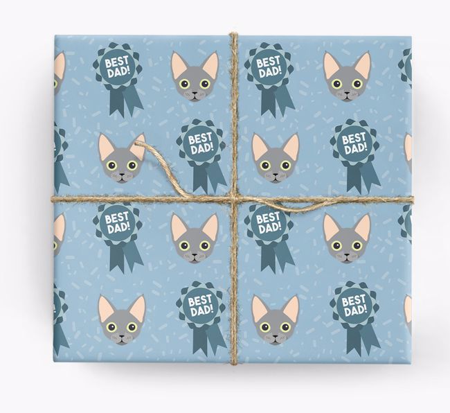 'Best Dad Ribbon' - Personalised {breedFullName} Wrapping Paper