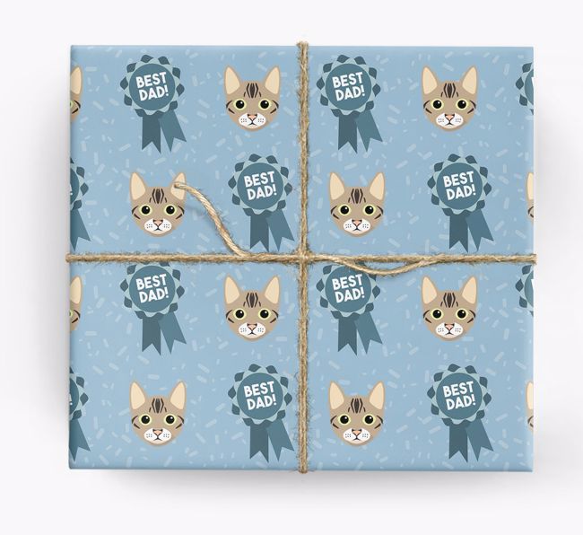 'Best Dad Ribbon' - Personalised {breedFullName} Wrapping Paper