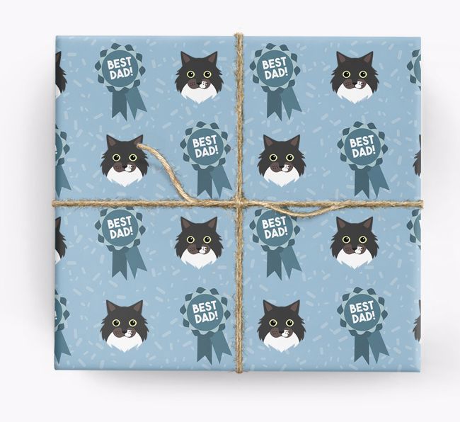 'Best Dad Ribbon' - Personalised {breedFullName} Wrapping Paper