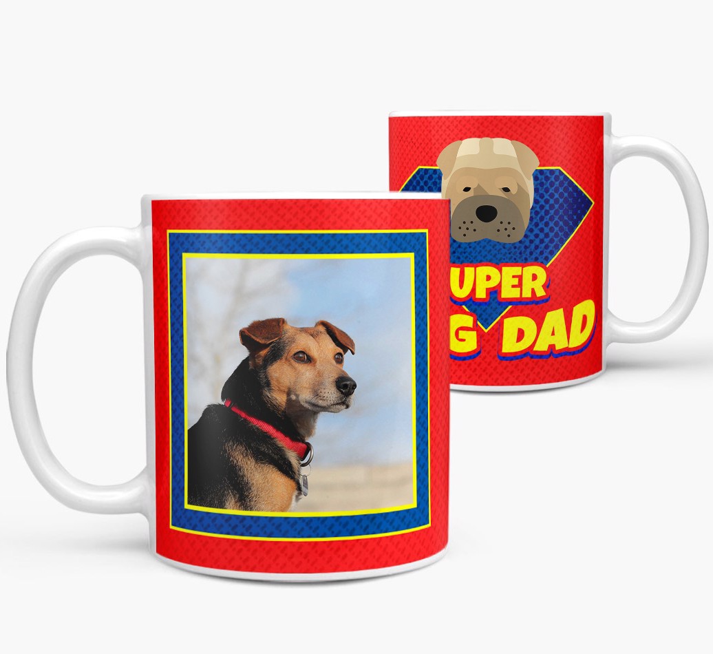 Super Dog Dad Mug with Photo of your {breedFullName} - side View