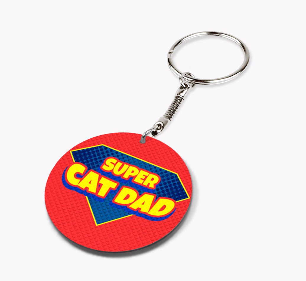 Double-sided 'Super Cat Dad' Keyring