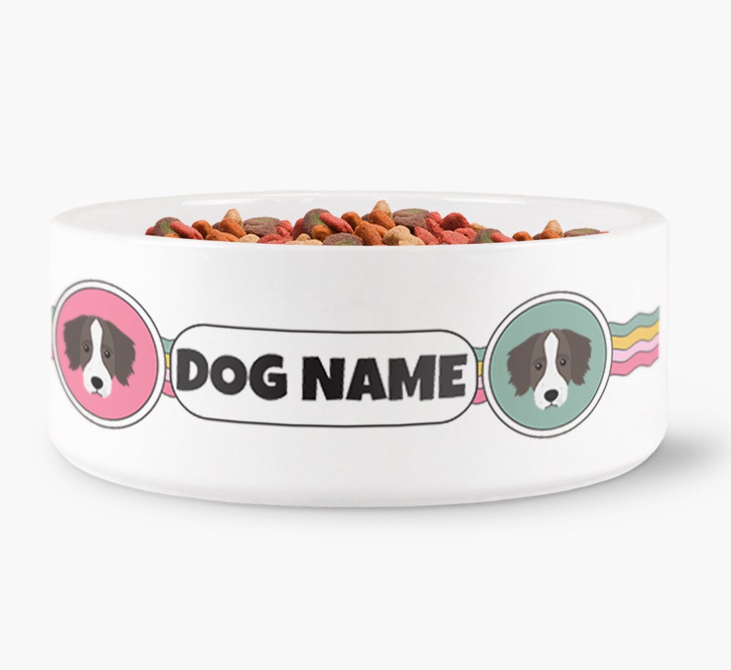 Rainbow Waves - Personalised Dog Bowl for your {breedFullName} front view