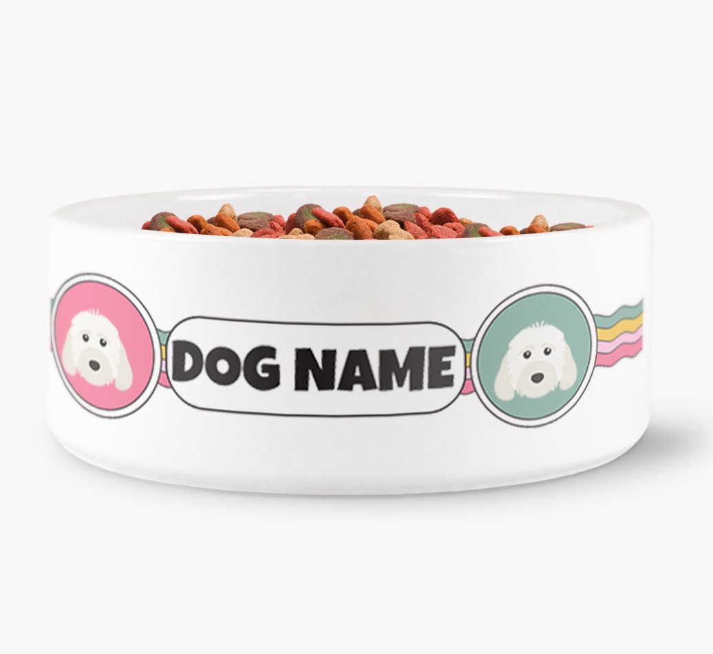 Rainbow Waves - Personalised Dog Bowl for your {breedFullName} front view