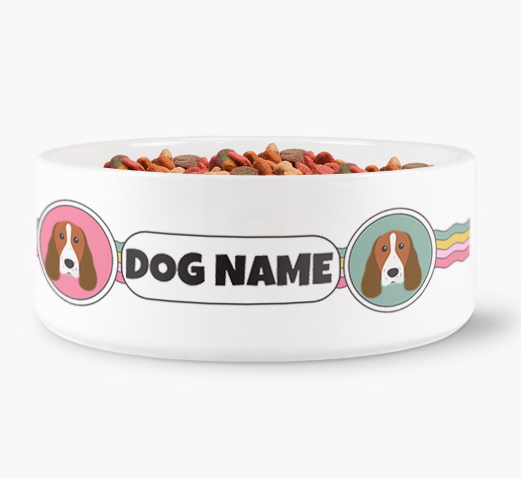 Rainbow Waves - Personalised Dog Bowl for your {breedFullName} front view