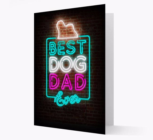 'Neon Best Dog Dad Ever' - {breedFullName} Card