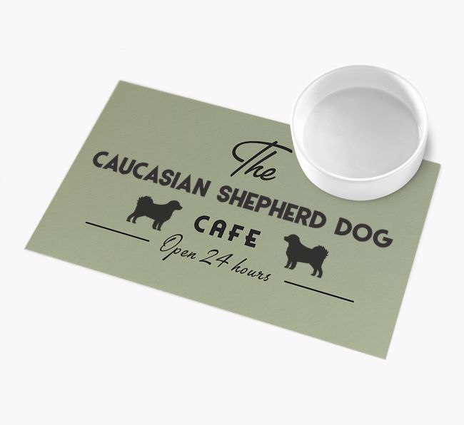 The {breedFullName} Cafe: Personalised {breedFullName} Feeding Mat 