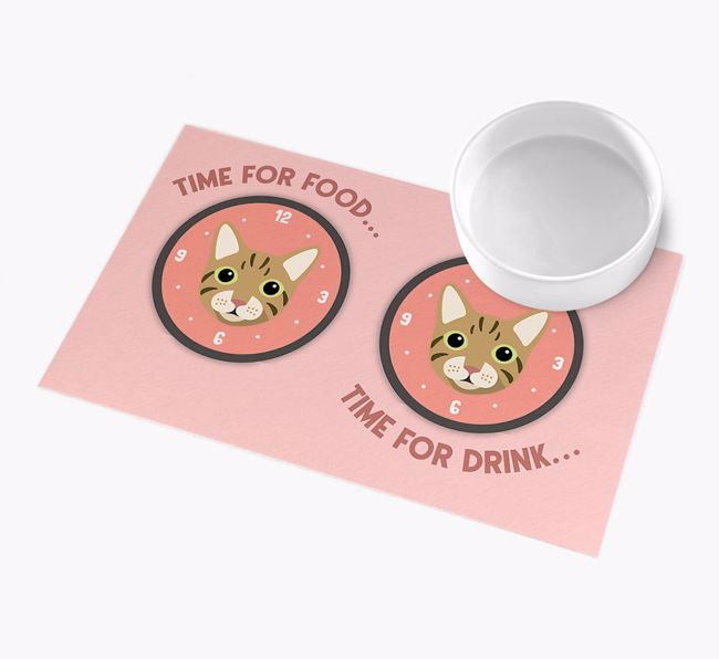 Cat Food Mat Kawaii Cats in PINK Personalized With Cat's Name