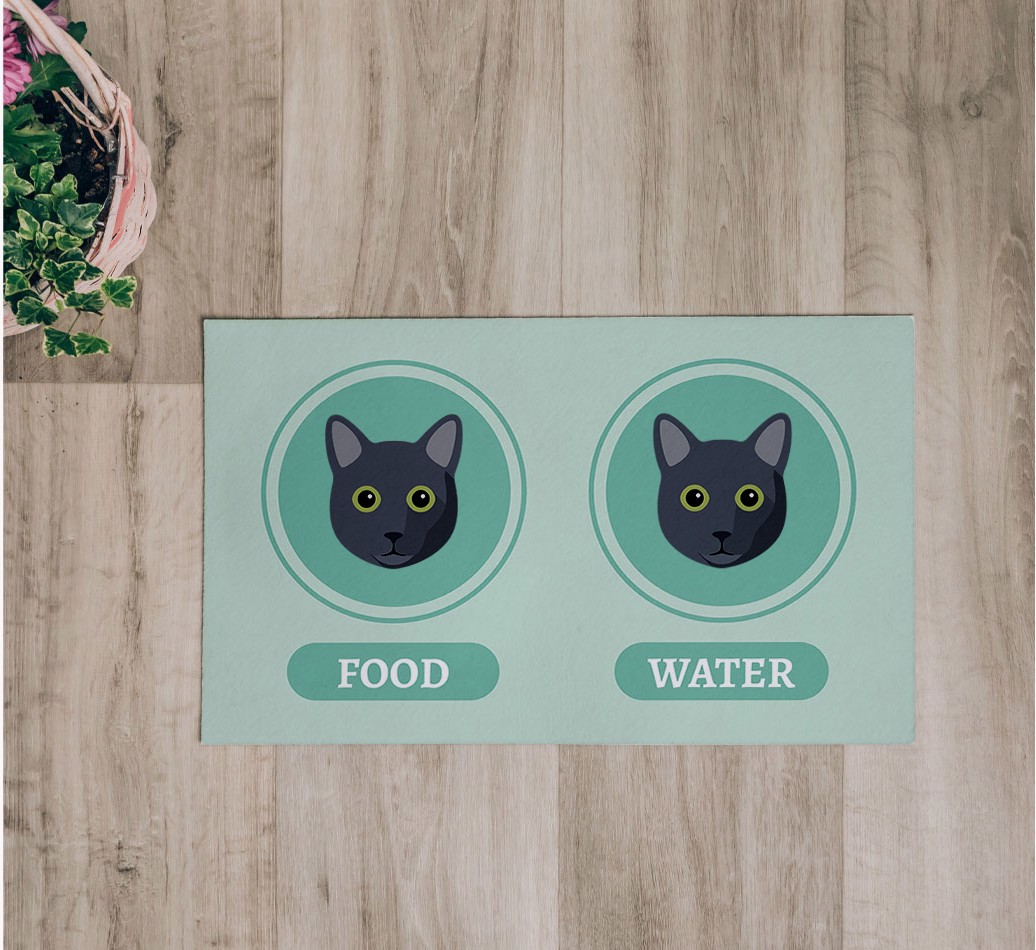 Yappicons: Feeding Mat - flatlay on wooden floor with bowl