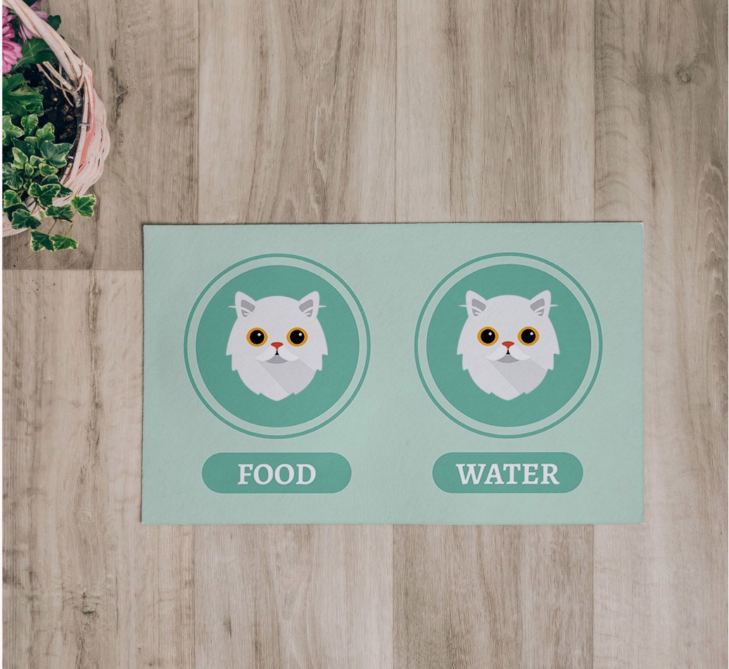 Yappicons: Feeding Mat - flatlay on wooden floor with bowl