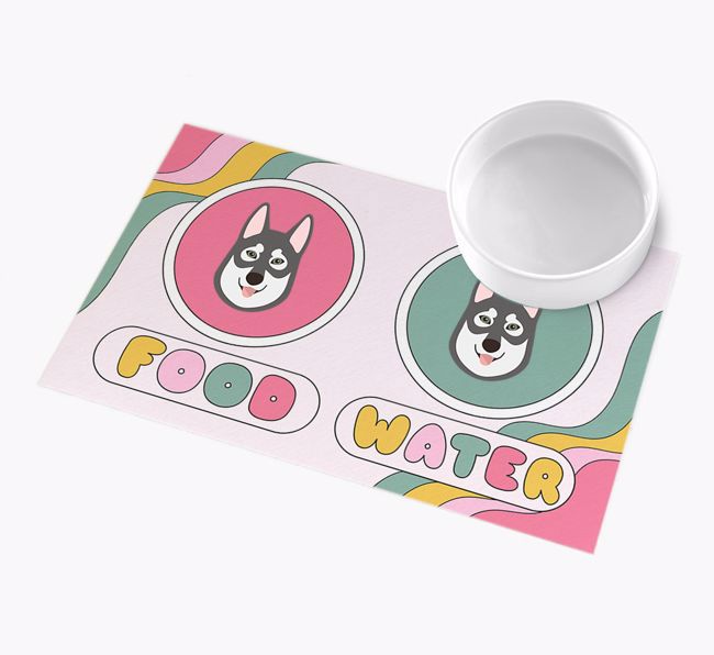 Rainbow Icons: Personalised {breedFullName} Feeding Mat