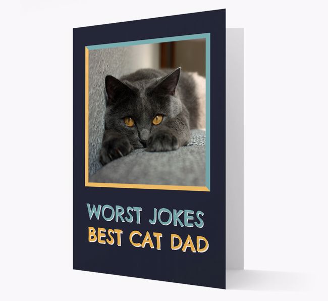 'Worst Jokes Best Cat Dad' - {breedCommonName} Photo Upload Card