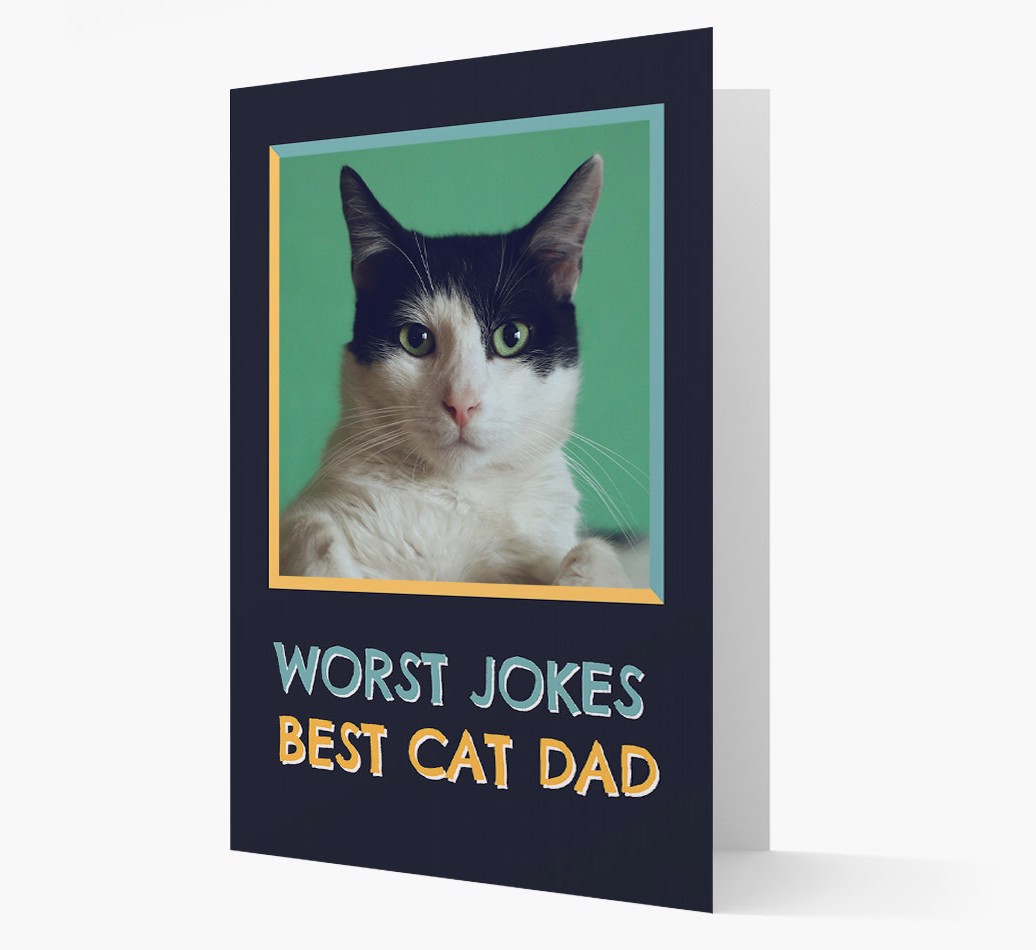 'Worst Jokes Best Cat Dad' - {breedCommonName} Photo Upload Card