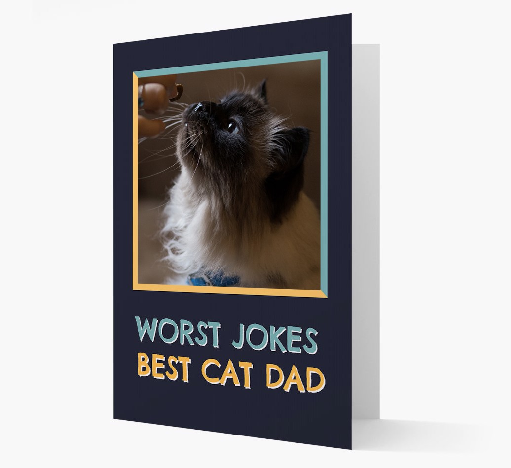 'Worst Jokes Best Cat Dad' - {breedCommonName} Photo Upload Card