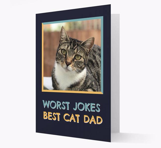 'Worst Jokes Best Cat Dad' - {breedCommonName} Photo Upload Card