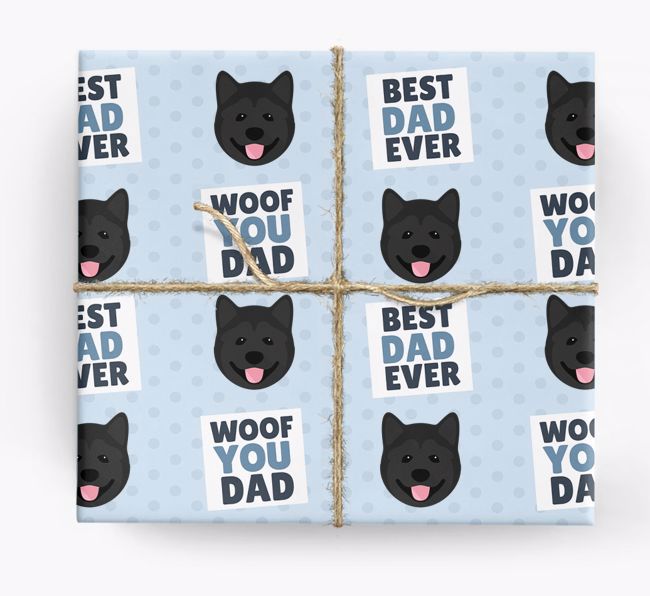 'Woof You Dad' - Personalised {breedFullName} Wrapping Paper