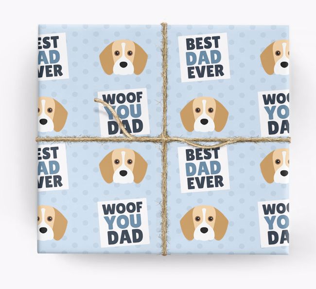 'Woof You Dad' - Personalized {breedFullName} Wrapping Paper