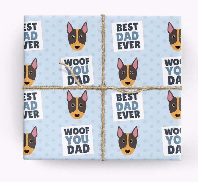 'Woof You Dad' - Personalized {breedFullName} Wrapping Paper